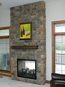see through stone fireplace